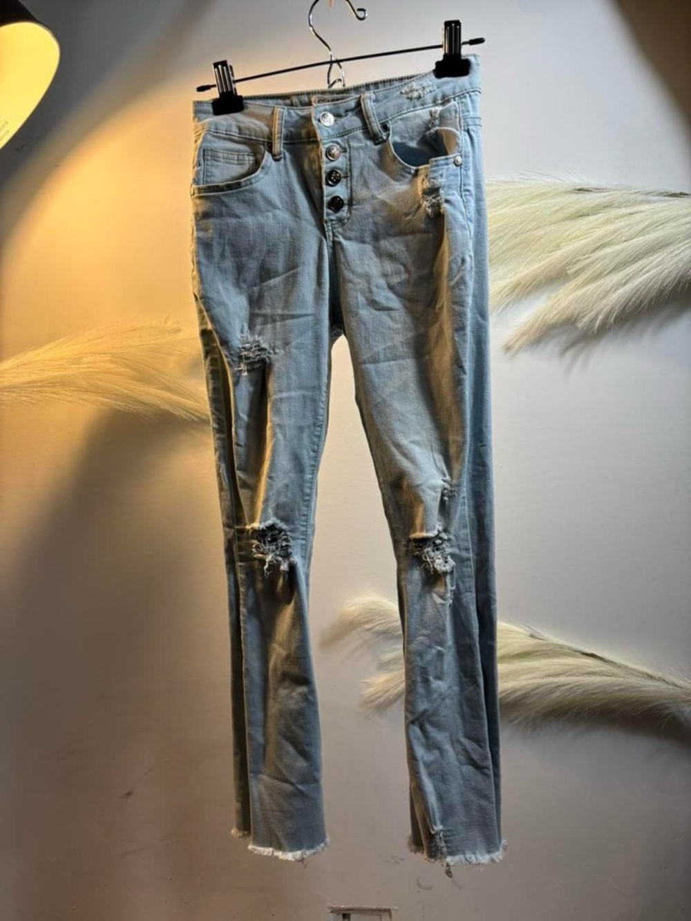 (#115) Distressed Light Blue Women's Slim Jeans